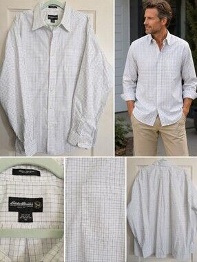 Eddie Bauer Men’s XXL Wrinkle Resistant Windowpane Button Down Shirt